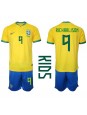 Brazílie Richarlison #9 Domácí dres pro děti MS 2022 Krátký Rukáv (+ trenýrky)